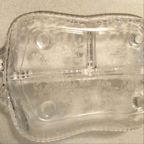 Vintage New Martinsville Glass Co Divided 3 Section Serving Tray 1940s - Picture 1 of 5